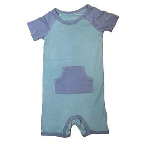 KYTE BABY Shortall Romper 4T Blue Seafoam Slate Shortie Boy Girl Bamboo